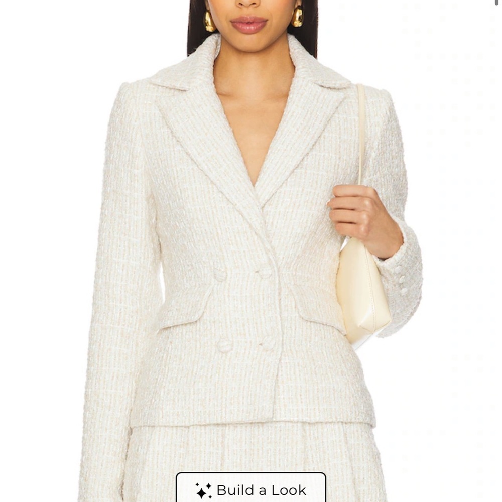 Revolve Cream Tweed Blazer and skirt set